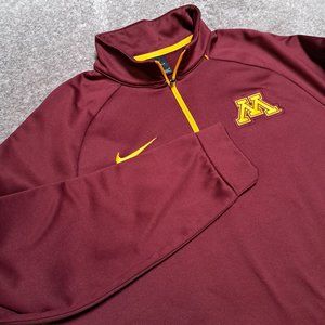 Nike DriFit Minnesota Golden Gophers 1/4 Zip Training Pullover Size L Burgundy